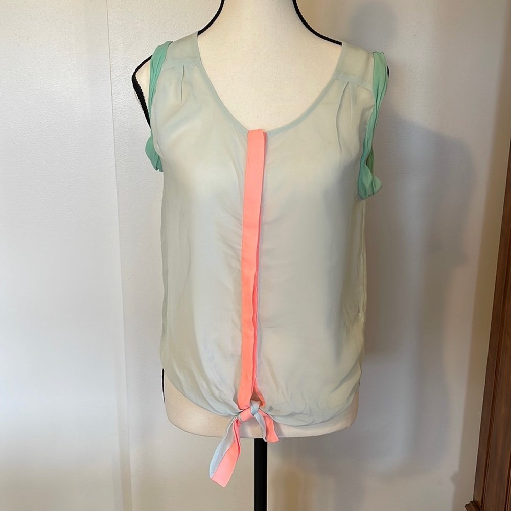 American Eagle Outfitters XS Sleeveless Mint Green and Coral Blouse